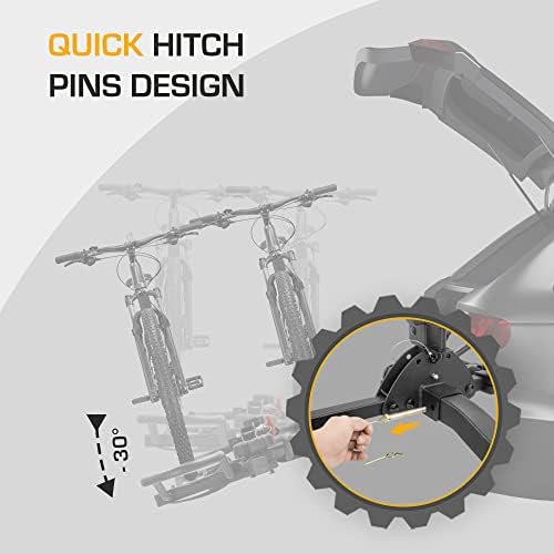 2 Hitch Mounted Rack Smart Tilting 2-Bike Platform Style Carrier for Standard, Fat Tire, and Electric Bicycles -150 lbs Heavy Weight Capacity