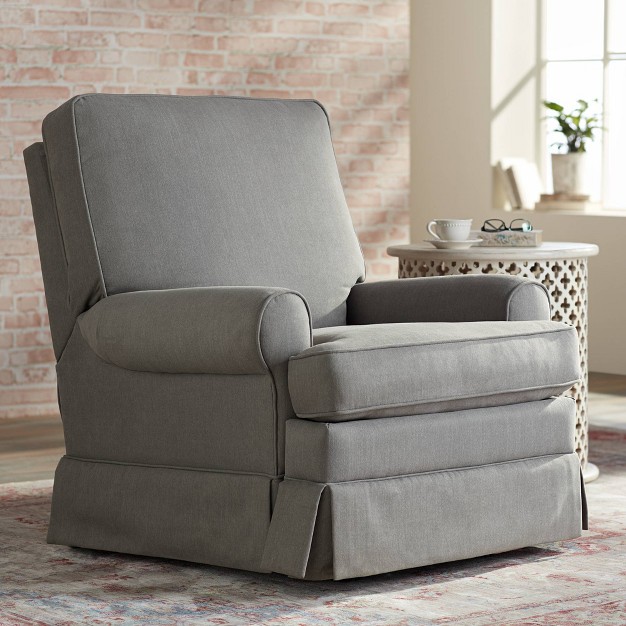 Elm Lane Slate Gray Glider Recliner Chair Modern Armchair Comfortable Push Manual Reclining Footrest For Bedroom Living Room