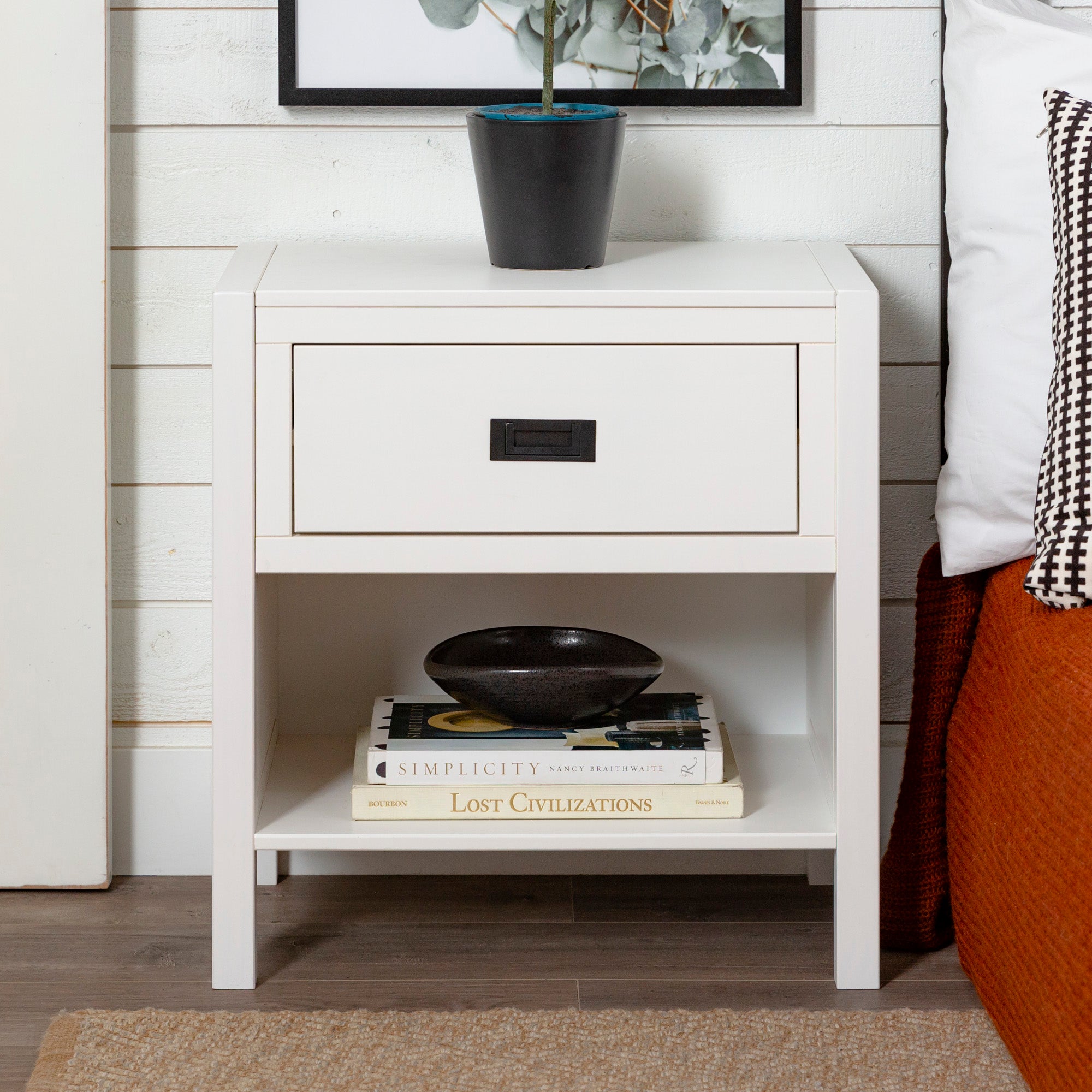 (Set of 2) Annabelle One Drawer Storage Nightstands by Chateau Lyon, White