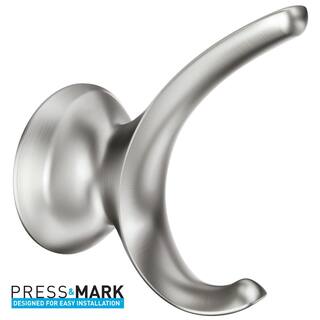 MOEN Darcy Double Robe Hook with Press and Mark in Brushed Nickel MY1503BN