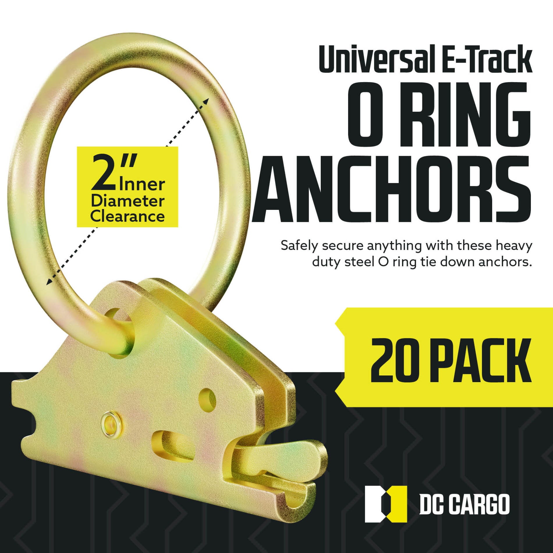 DC Cargo Heavy-Duty Steel E-Track O-Ring (Pack of 20) Etrack Accessories Tie-Down Anchors for E-Track Tie-Down System - E-Track Accessories to Secure Cargo in Enclosed/Flatbed Trailers, Trucks