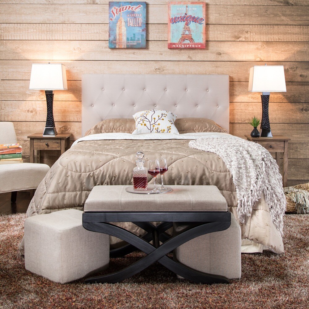 Barn Modern Grey Fabric Upholstered Tufted Headboard by Furniture of America