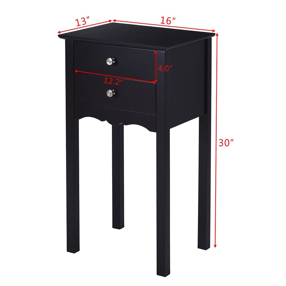 Side Table End Accent Table Night Stand with 2 Drawers Furniture