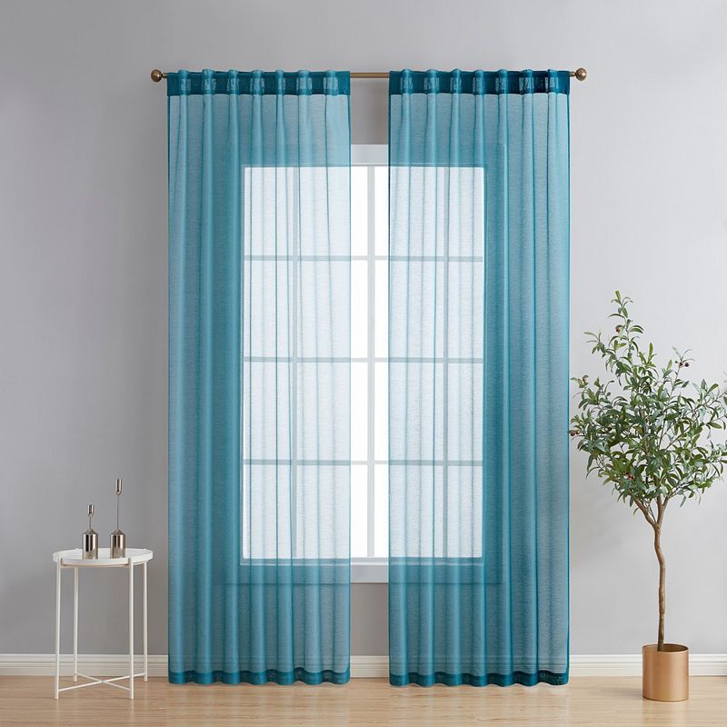 THD Scarlett Semi Sheer Pocket Top and Back Tab Lightweight Window Curtains Drapery Panels， 2 Panels