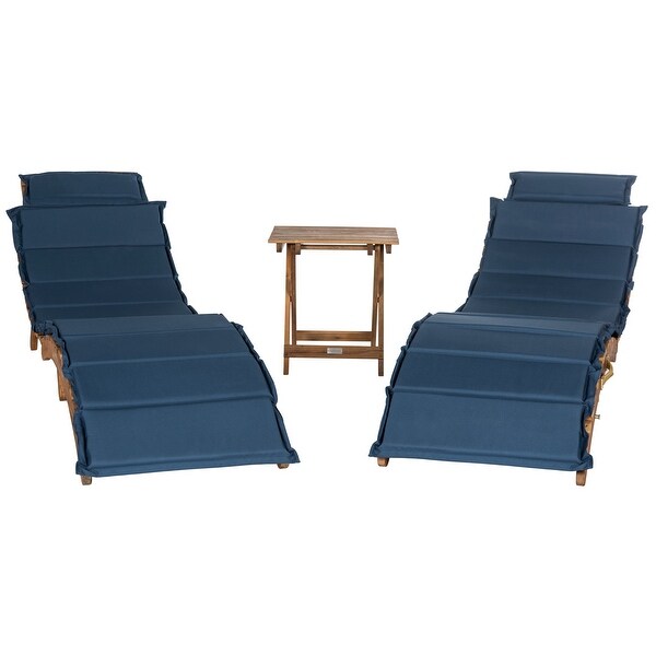 SAFAVIEH Outdoor Living Pacifica Brown/ Navy Piece Lounge Set