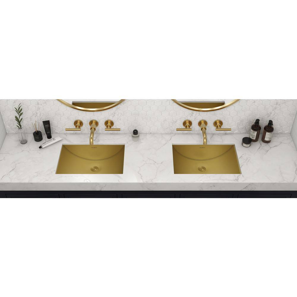 Ruvati Ariaso 16 in. x 11 in. Bathroom Sink Undermount Gold Polished Brass Stainless Steel RVH6107GG