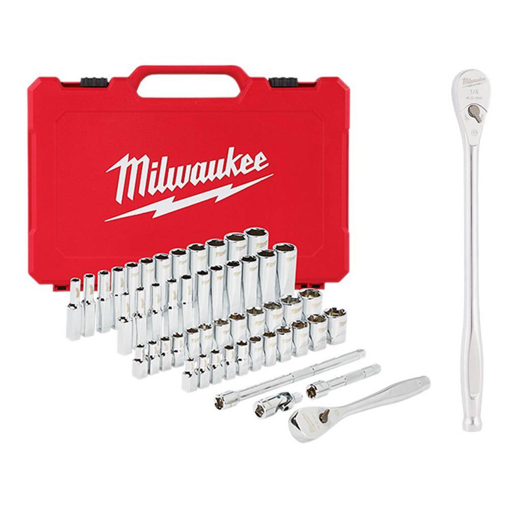 MW 14 in. Drive SAEMetric Ratchet and Socket Mechanics Tool Set with 14 in. Drive 9 in. Extended Ratchet (51-Piece) 48-22-9004-48-22-9005