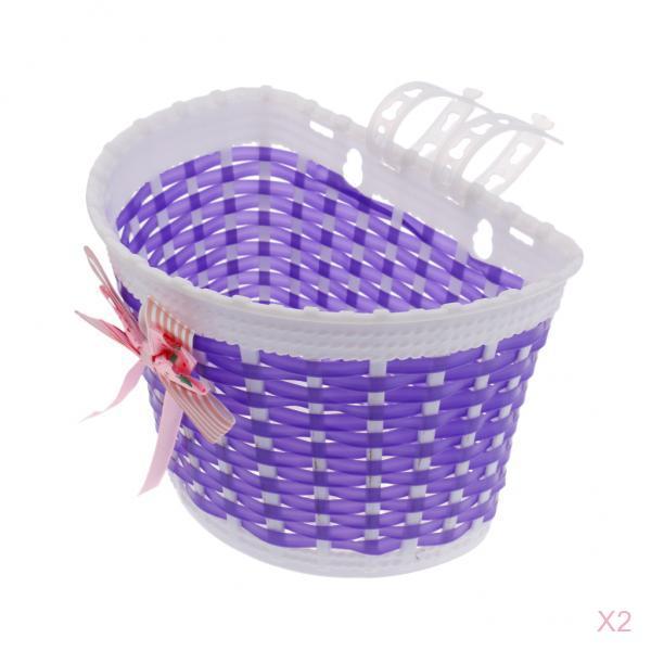 2Pcs Bike Front Basket girls and boys Children Shopping Holder Bowknot Basket