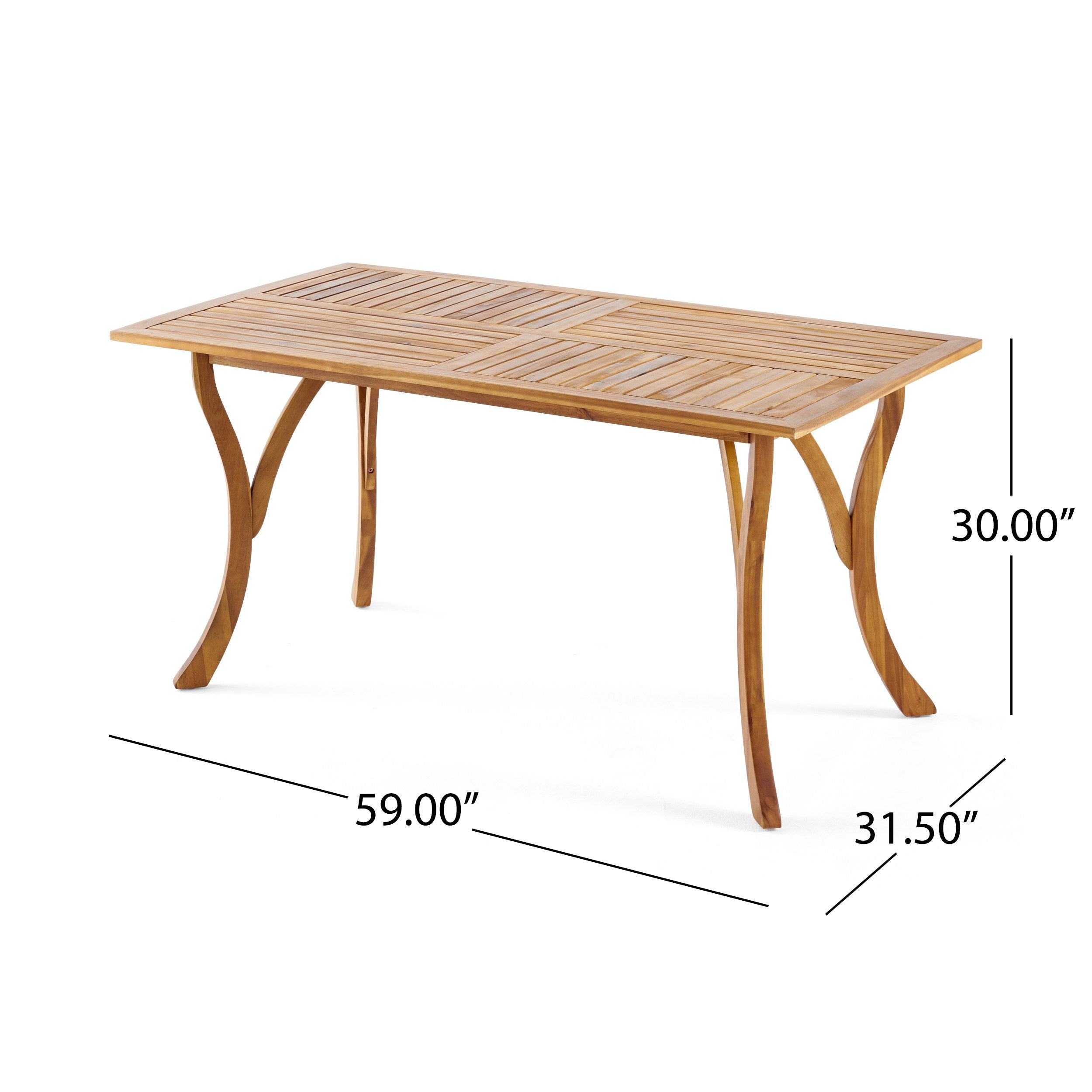 Hestia Teak Finish Acacia Wood Rectangular Dining Table