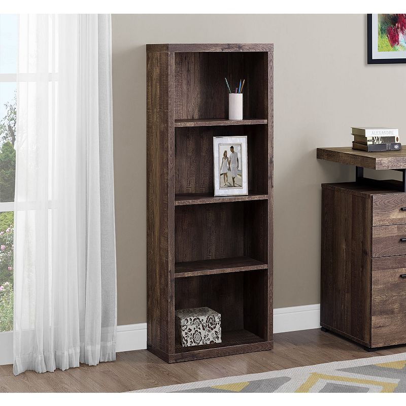 47.5 Brown Contemporary Rectangular Adjustable Shelves Bookcase