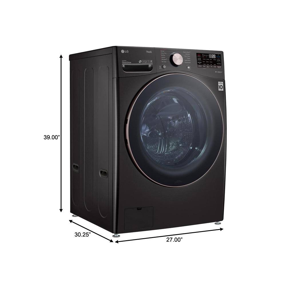 LG 4.5 Cu. Ft. Stackable SMART Front Load Washer in Black Steel with Steam and TurboWash360 Technology WM4000HBA