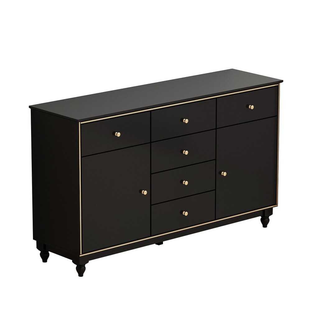 6 Drawer Buffet Lacquer Sideboard Combo Dresser Kitchen Cabinet