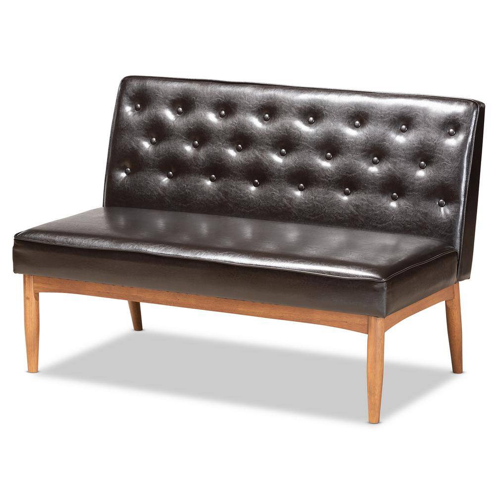 Baxton Studio Riordan Dark Brown and Walnut Brown Dining Sofa Bench 186-11358-HD