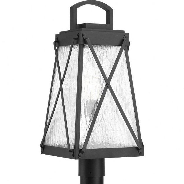 Progress Lighting Creighton 1 light Outdoor Post Lantern Black Clear Water Glass Shade