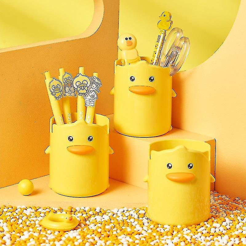 Little Yellow Duck Pen Holder Desk Pen Holder， Desk Storage Box， Pen Holder， Makeup Brush Holder