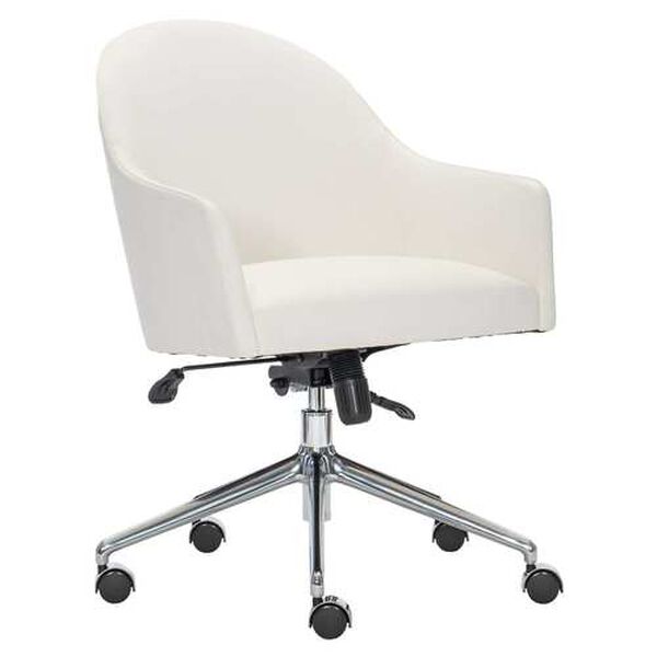 Halsey White and Silver Office Chair