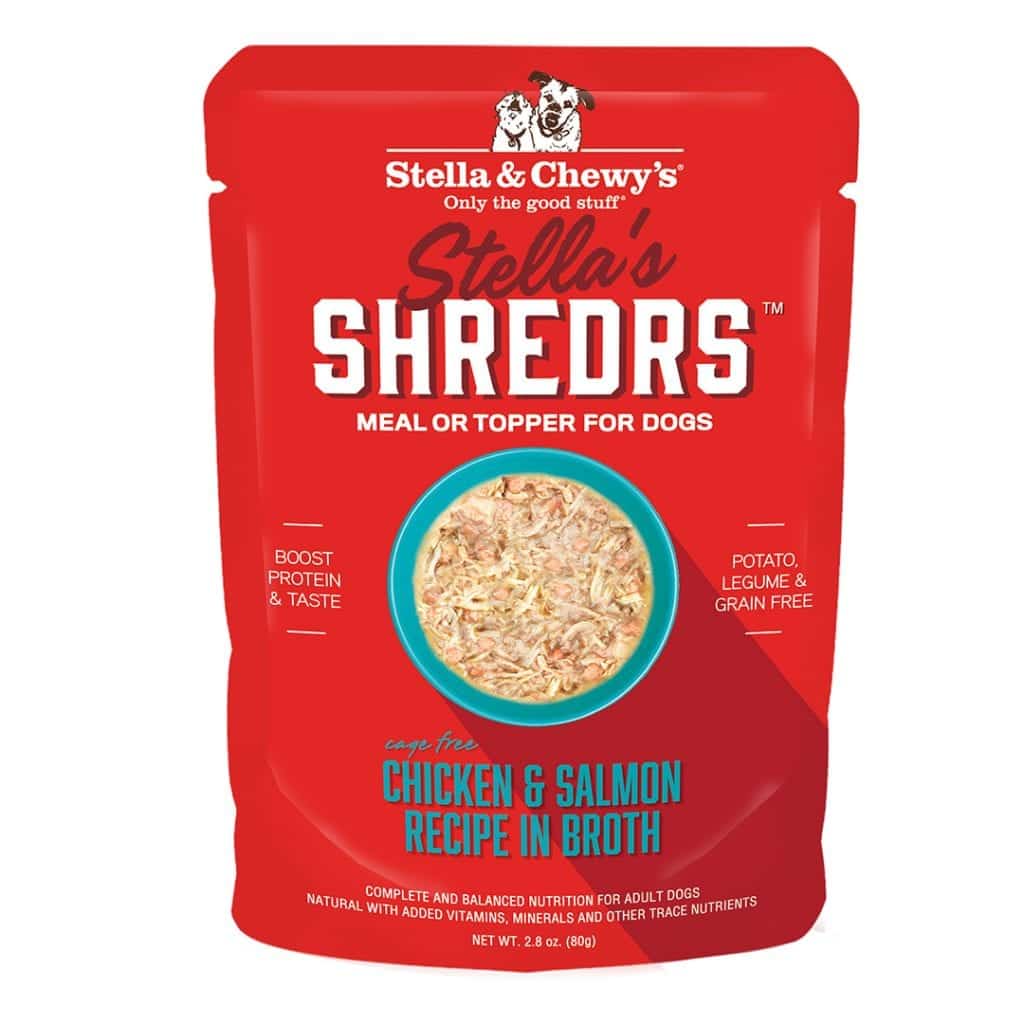 Stella  Chewys Shredrs Chicken  Salmon in Broth Topper for Dogs