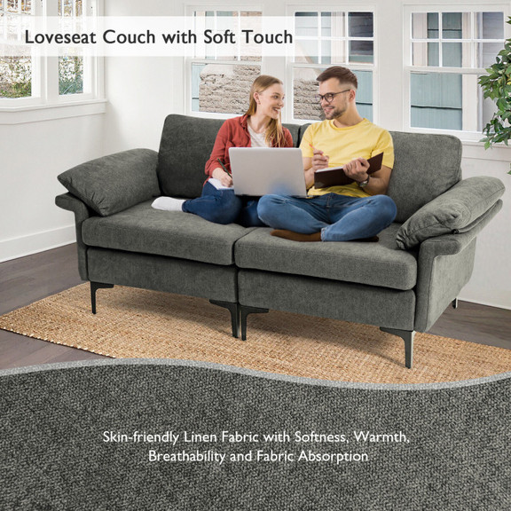 Costway 37821496 Modern Fabric Loveseat Sofa for w...