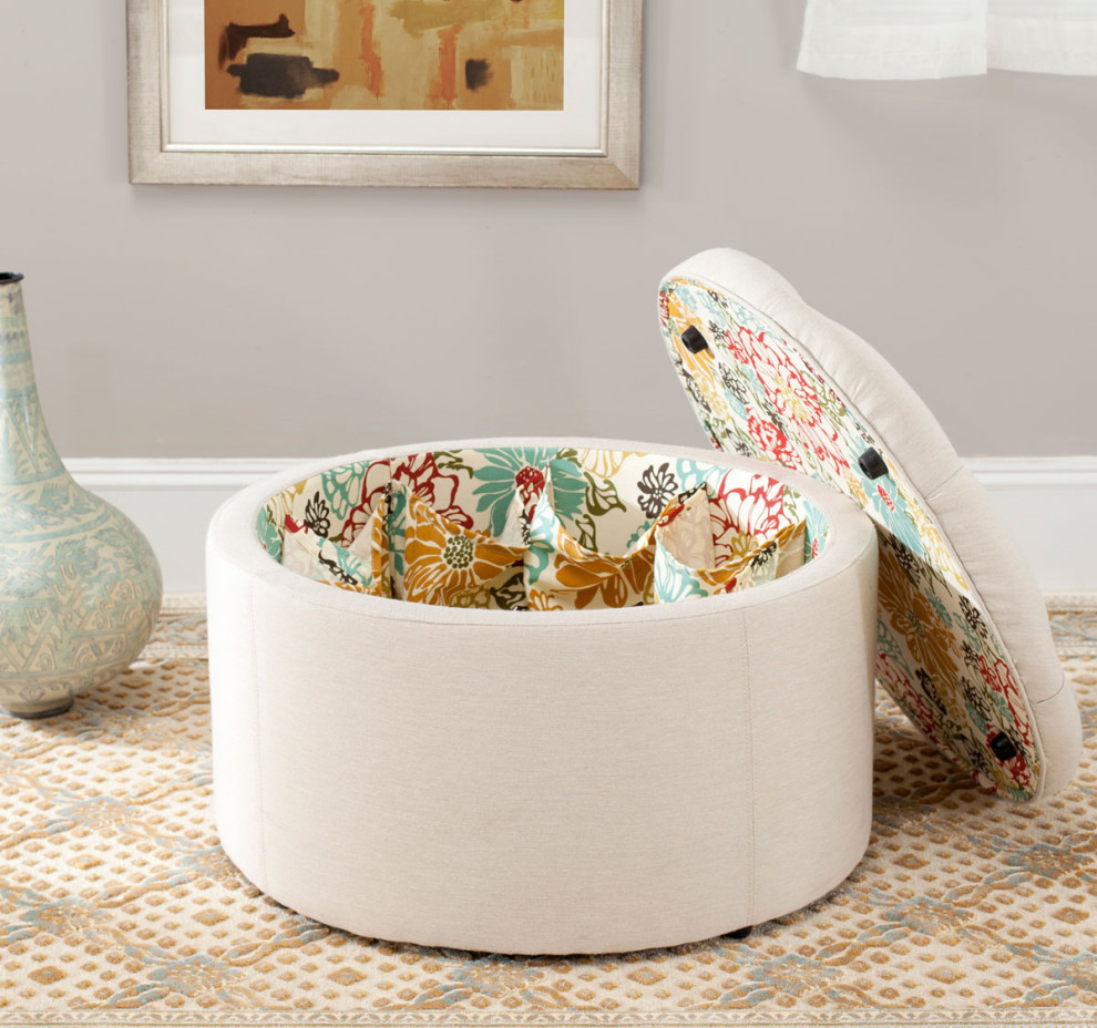 Niska Shoe Ottoman  Off White/Multi   Transitional   Footstools And Ottomans   by Rustic Home Furniture Deco  Houzz