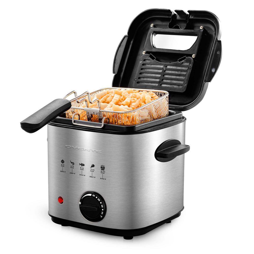 OVENTE 1.5 qt. Silver Deep Fryer with Removable Basket FDM1501BR