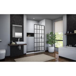 DreamLine French Linea Toulon 34 in. x 72 in. Frameless Fixed Shower Screen in Satin Black SHDR-3234721-89