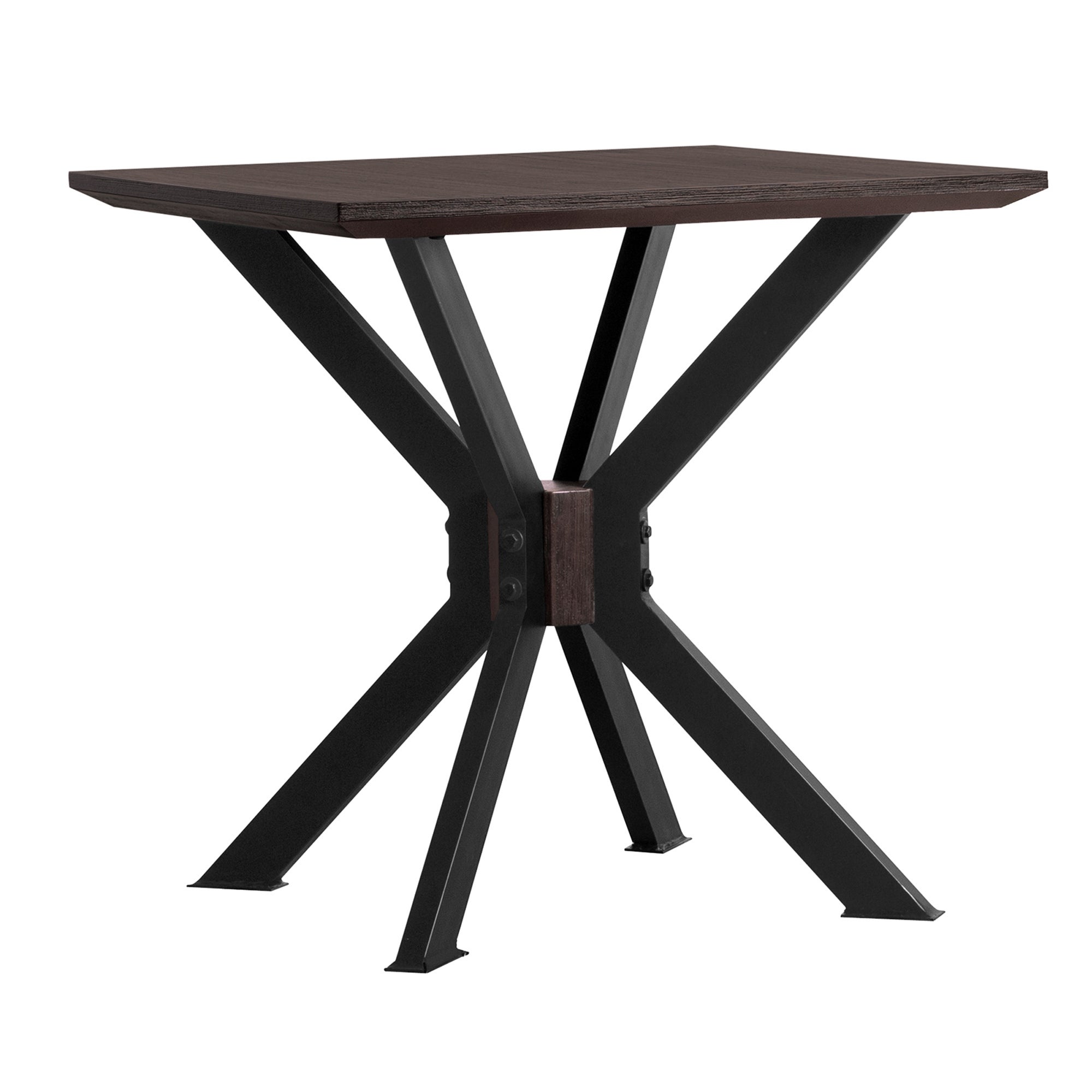 Wooden End Table with Intersected Double X Shaped Legs， Brown and Black