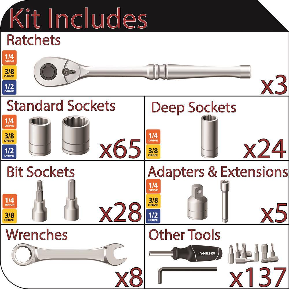 Husky Mechanics Tool Set (270-Piece) H270MTSQ223