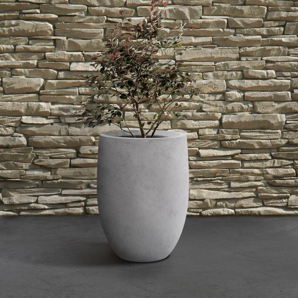 Kante Lightweight Concrete Outdoor Round Tall Planter  21.7 Inch Tall