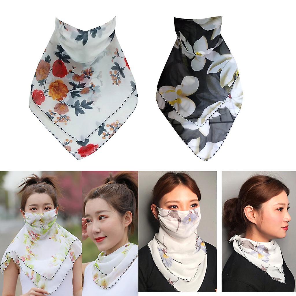 2pcs Half Face Mask Scarf Mouth Cover Spring Travel Sun Protective Ice Silk