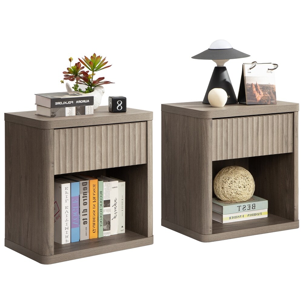 SICOTAS Set of 2 Nightstand with 1 Drawer and Open Storage