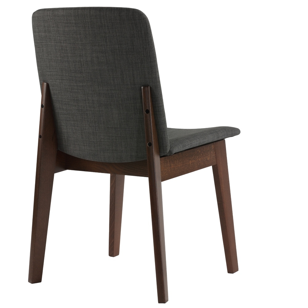 Cortesi Home Bjorn Dining Chair in Charcoal Fabric  Walnut Finish (Set of 2)