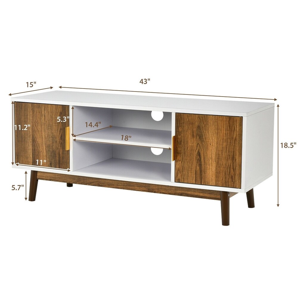 2 Door TV Stand with 2 Cabinets and Open Shelves for TVs up to 50 Inch TV   43'' x 15'' x 18.5'' (L x W x H)