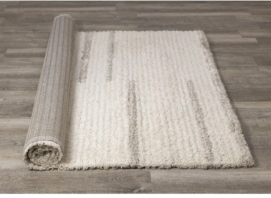 Rondo 5 x 8 Striped Cream Shag Rug