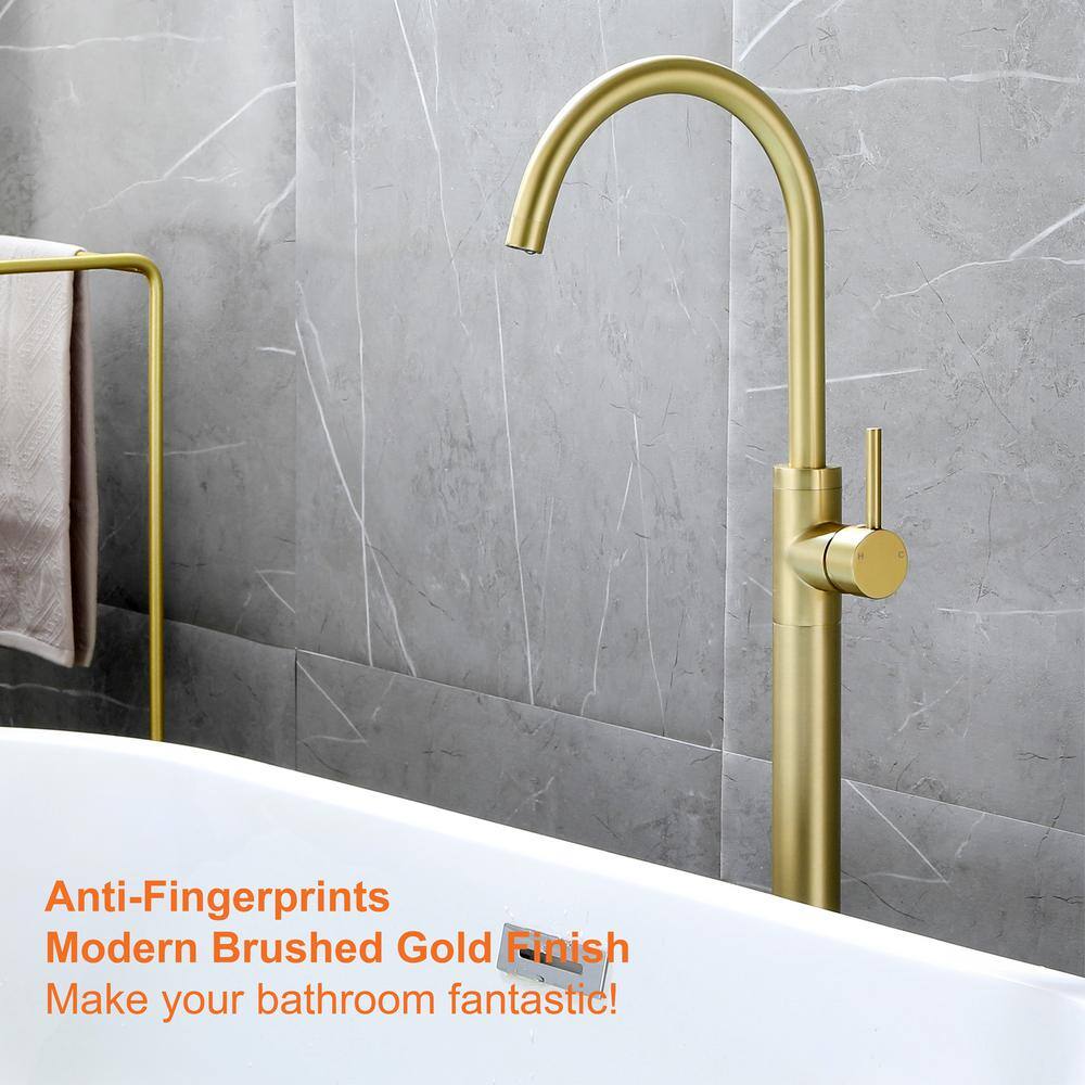 Nestfair Single-Handle Floor Mount Roman Tub Faucet in Brushed Gold SMD8033G