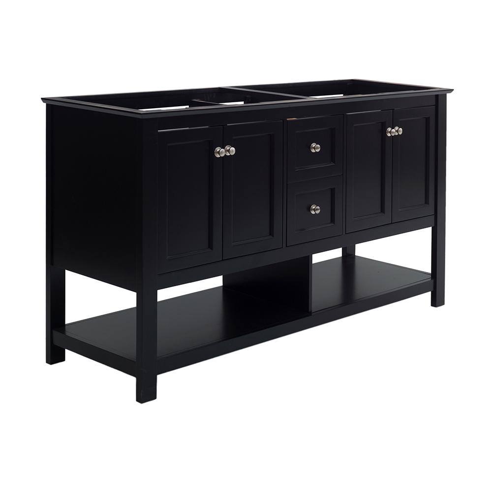 Fresca Manchester 60 in. W Bathroom Double Bowl Vanity Cabinet Only in Black FCB2360BL-D