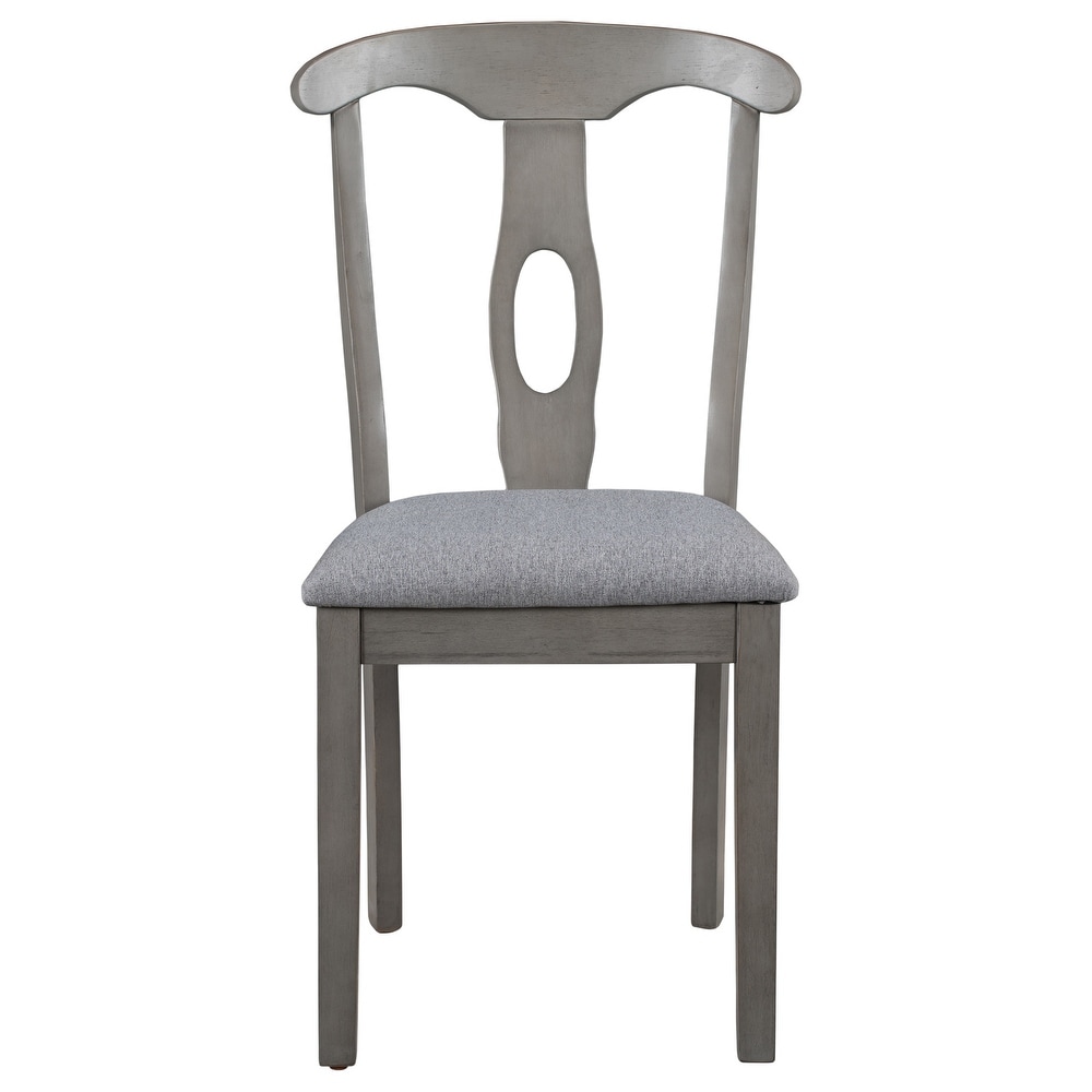 Rustic Wood Padded Dining Chairs for 4  Grey