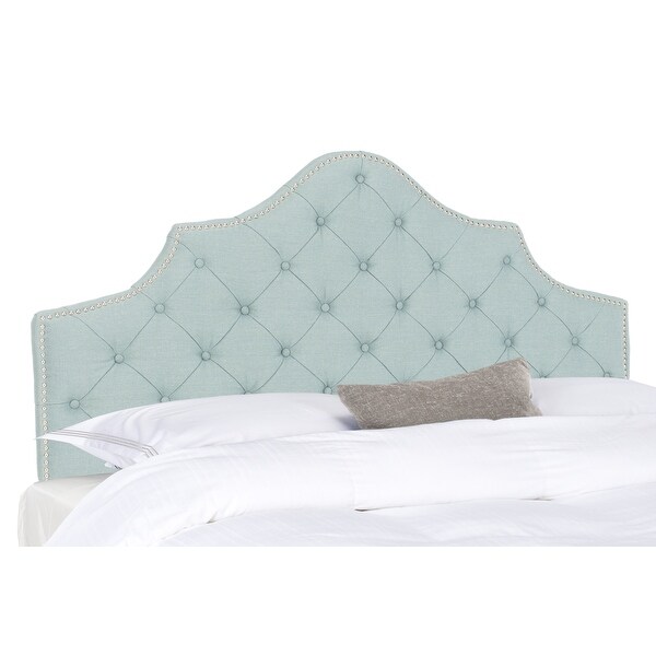 SAFAVIEH Arebelle Sky Blue Upholstered Tufted Headboard - Silver Nailhead (Queen) - - 9989379