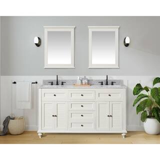 Home Decorators Collection Hamilton 61 in. W x 22 in. D Double Bath Vanity in Ivory with Granite Vanity Top in Gray 10806-VS61H-DW