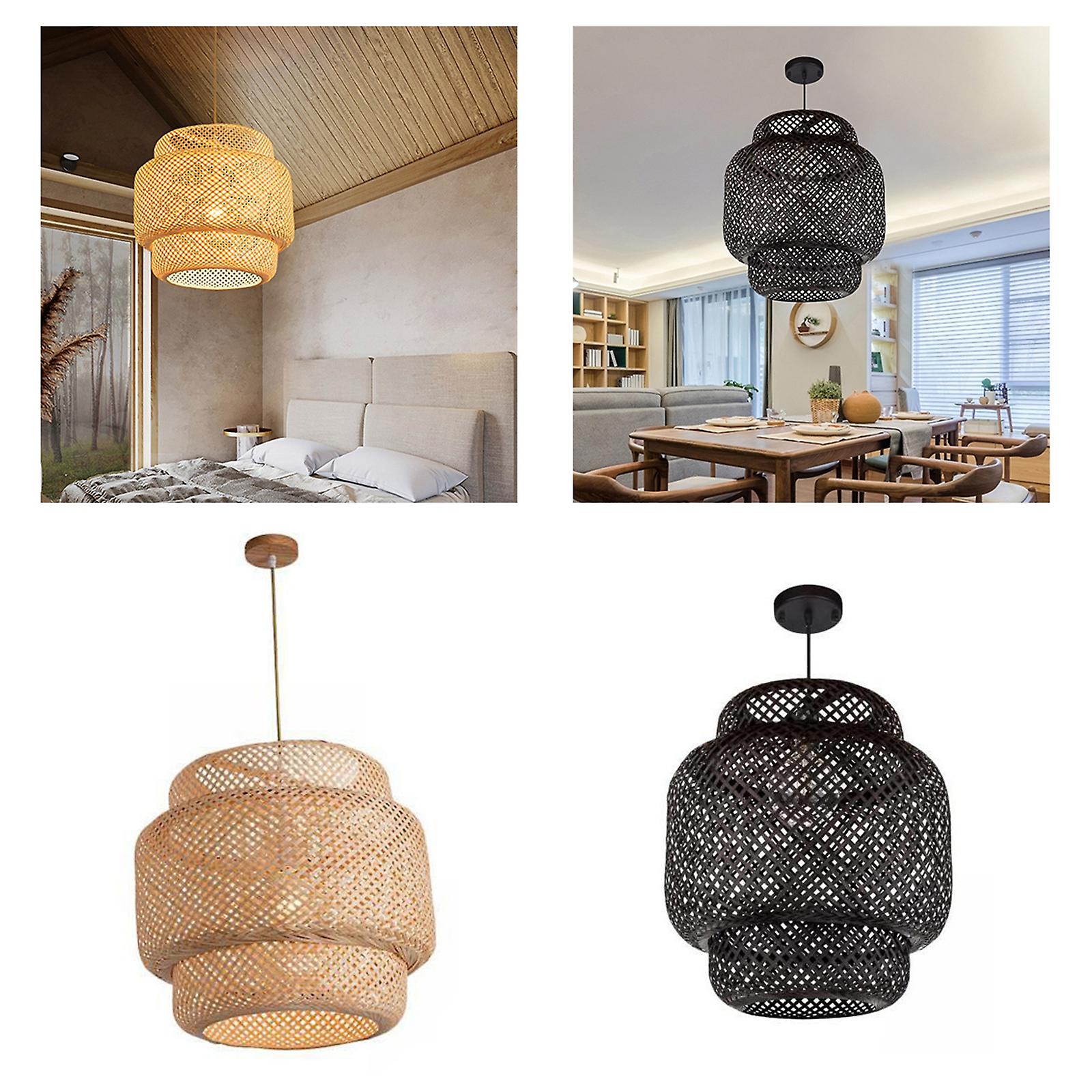 2pcs Woven Bamboo Pendant Light Creative Lamp Home Decor