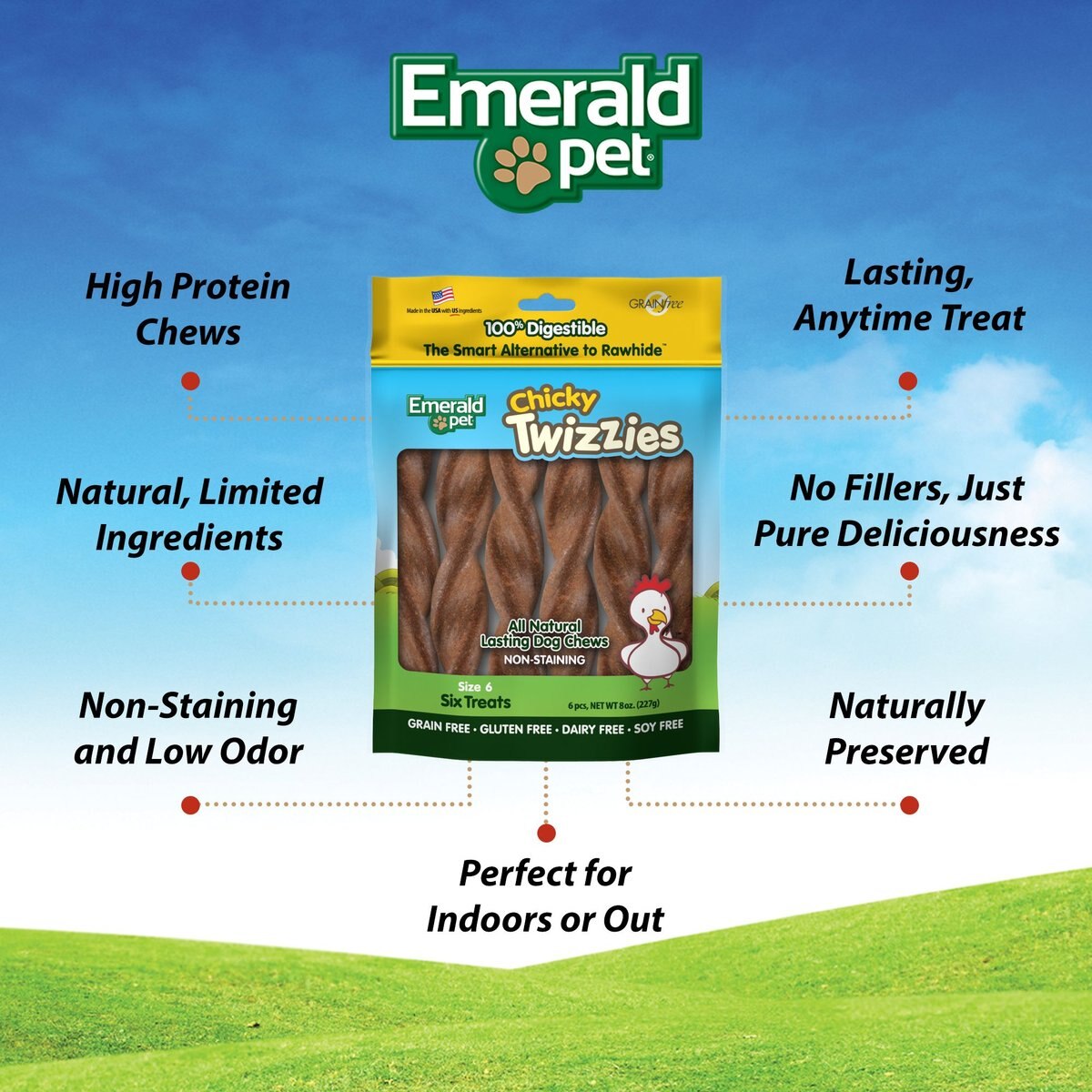 Emerald Pet Chicky Twizzies Grain-Free Dog Treats