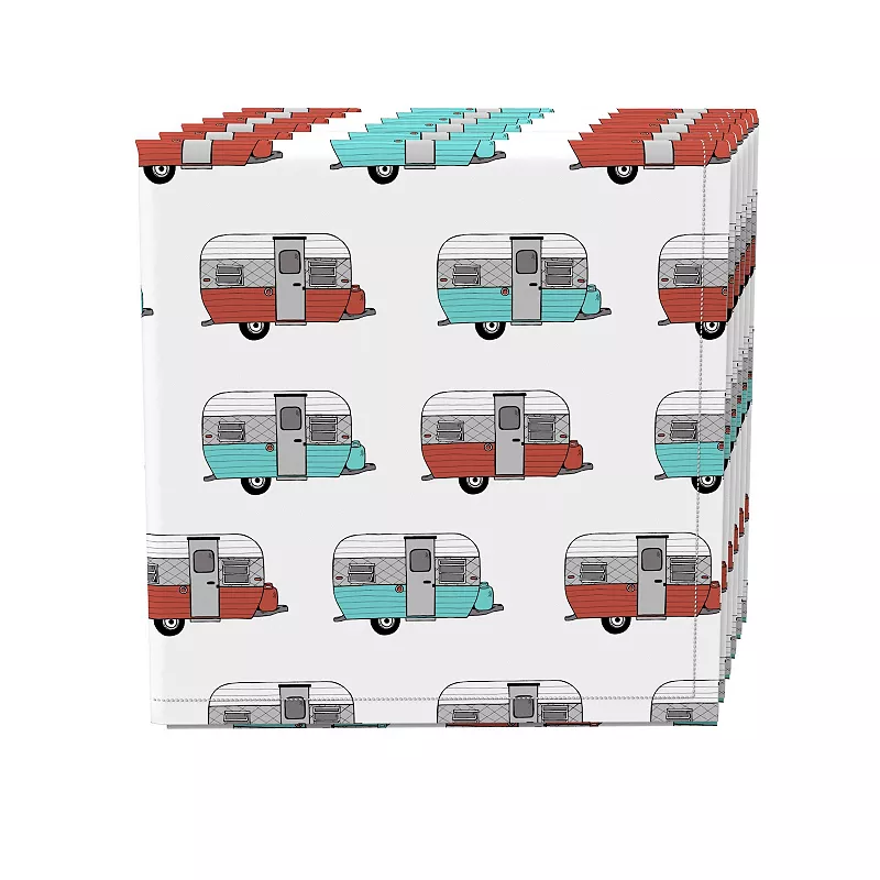 Napkin Set， 100% Polyester， Set of 4， 18x18， Retro Trailer Camper