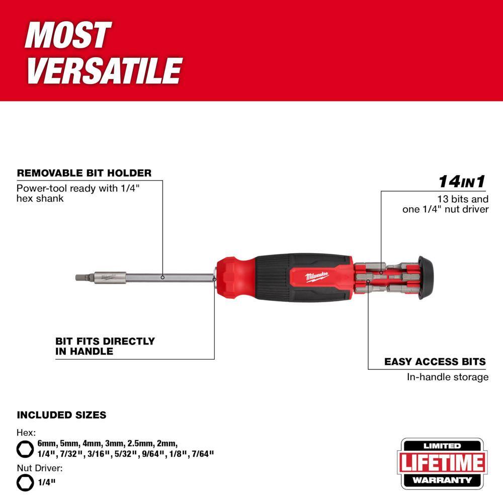 MW 14-In-1 Hex Multi-Bit Screwdriver 48-22-2908