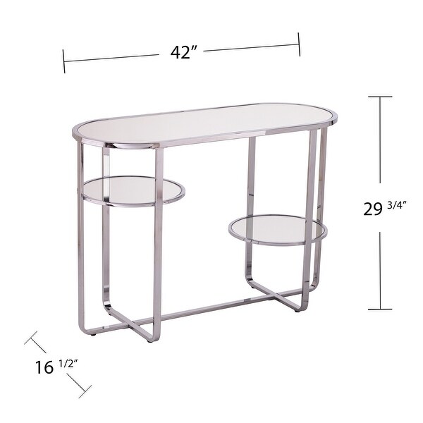 SEI Furniture Mabrick Sliver Mirrored Console Table w/ Shelves