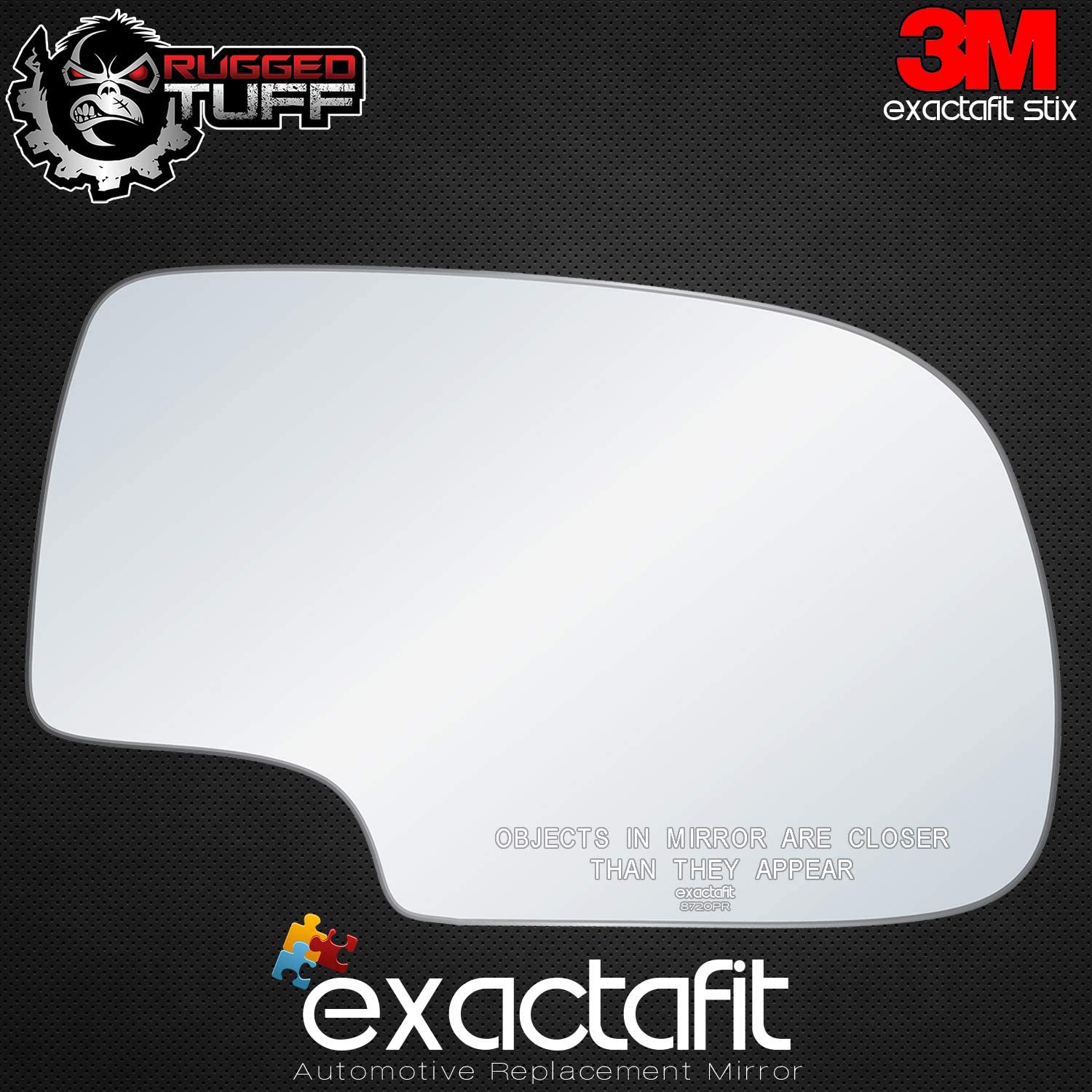 exactafit 8720PR Passenger Side Mirror Right Hand Glass Replacement Fits Cadillac Escalade， Chevy GMC Avalanche， Silverado， Sierra， Suburban， Tahoe， Yukon XL