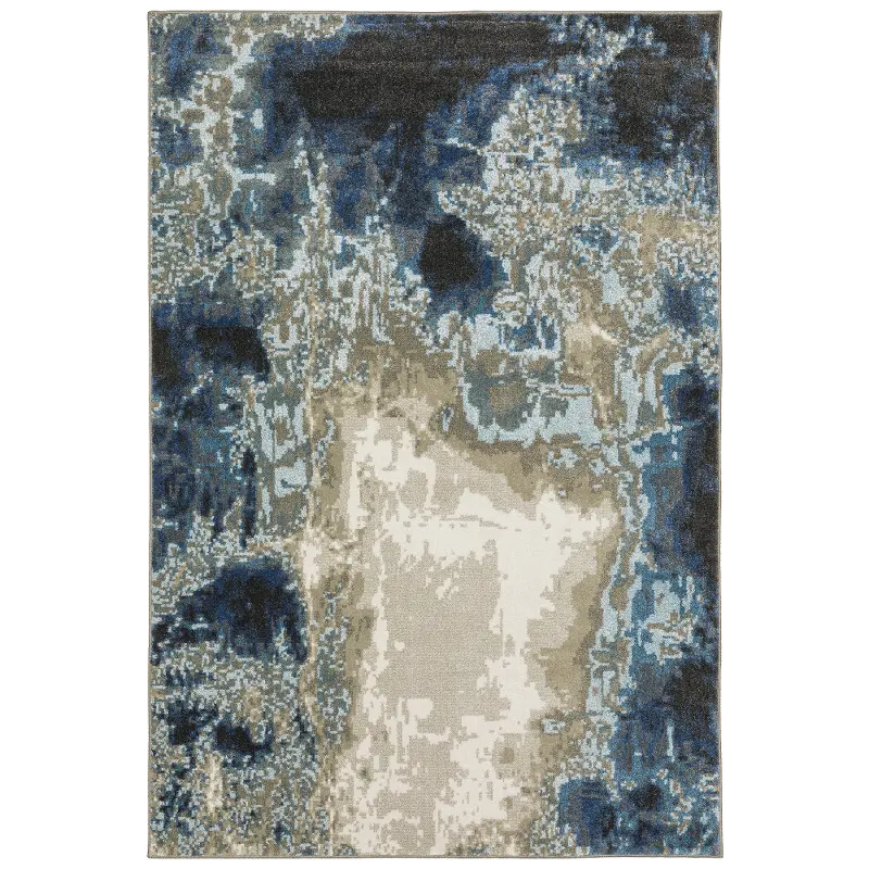 Venice 5 x 8 Abstract Blue and Beige Area Rug