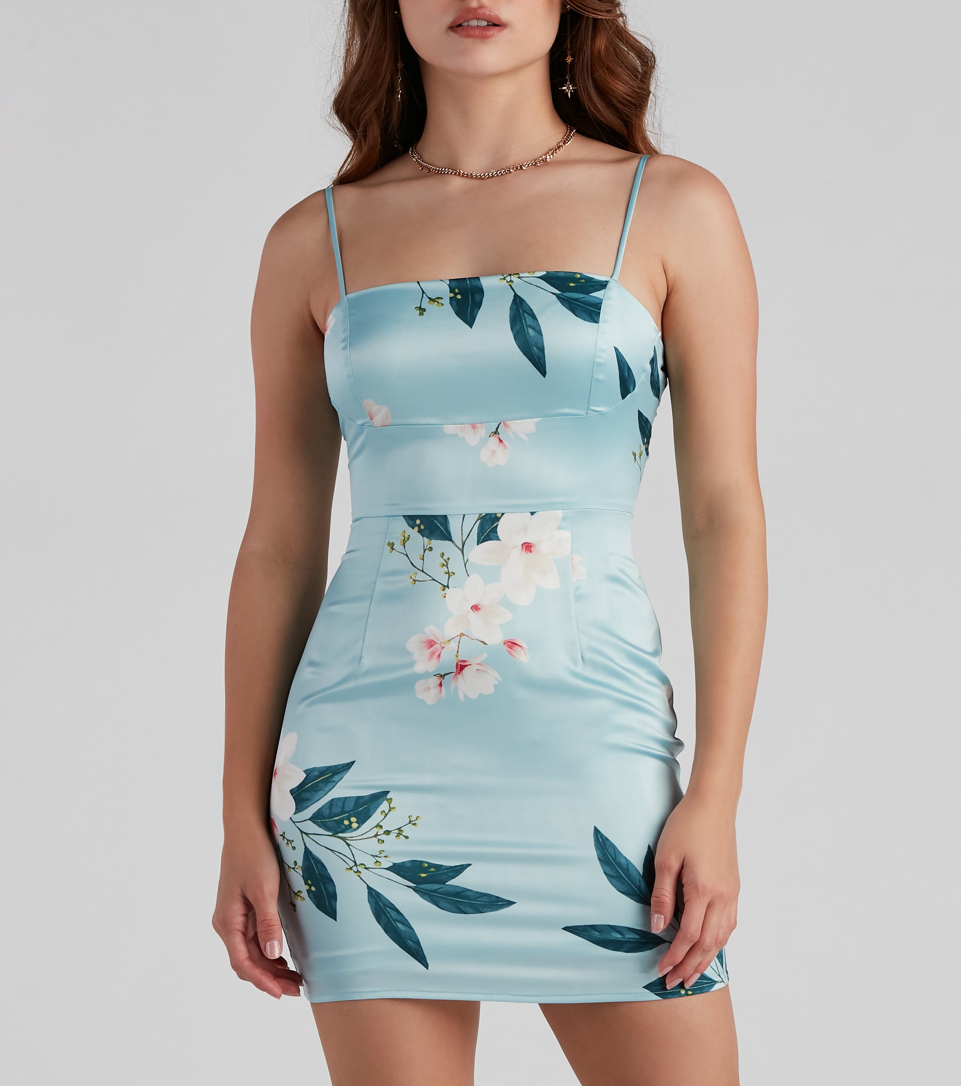 Garden Soiree Satin Mini Dress