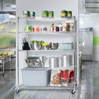 Seville Classics UltraDurable Silver 5-Tier NSF-Certified Steel Wire Garage Storage Shelving Unit (60 in. W x 76 in. H x 24 in. D) WEB571