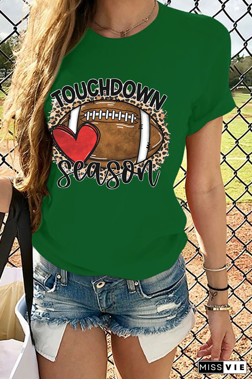 Touchdown Season Print Short Sleeve Graphic Tee Wholesale