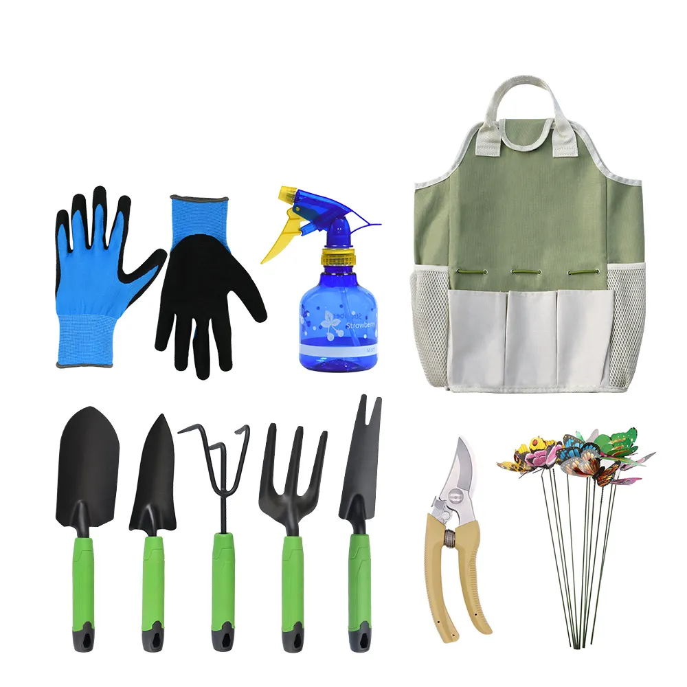 10 Pieces Gardening Hand Tools Set Carbon Steel Garden Tool Kit