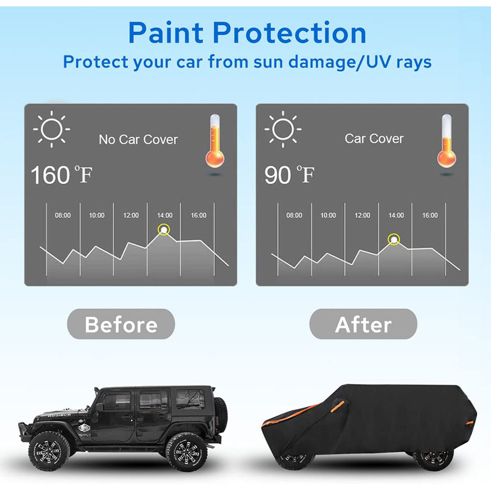 Jeep Wrangler 4 door waterproof cover， Jeep all weather waterproof car cover， Jeep full exterior covers for Jk Jl Tj Tj Yj Cj